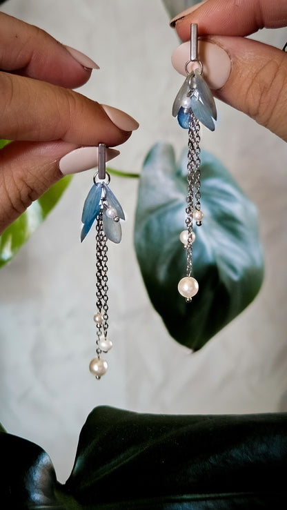 Petal and Pearl Chandelier Earrings