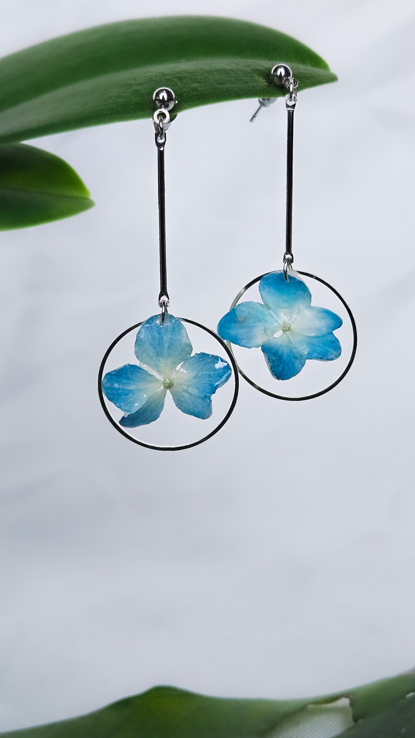 Drop Hoop Hydrangea Earrings