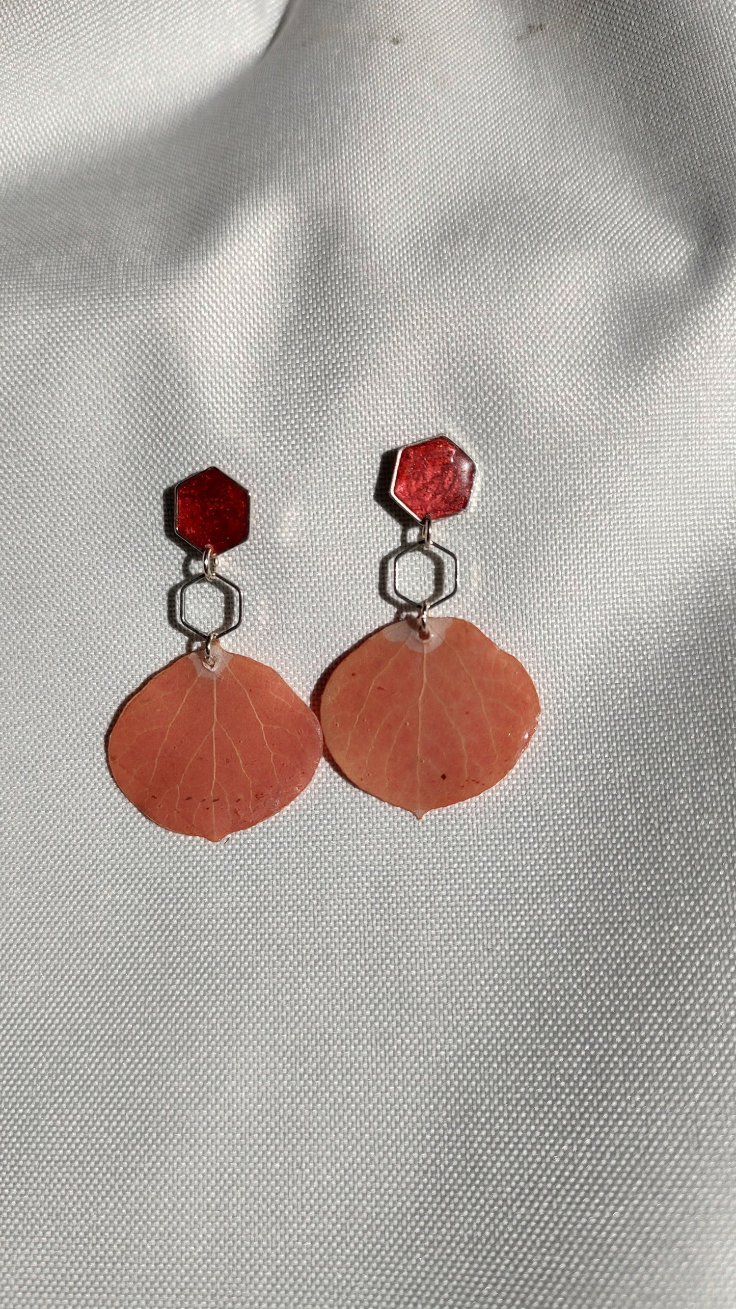 Aspen Leaf Earrings, Red Resin Studs