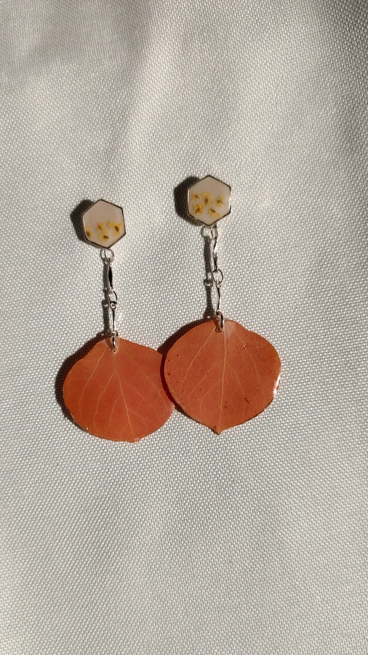 Aspen Leaf Resin Earrings with Yellow flower stud