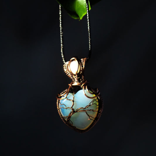 Opalite Heart Copper Pendant