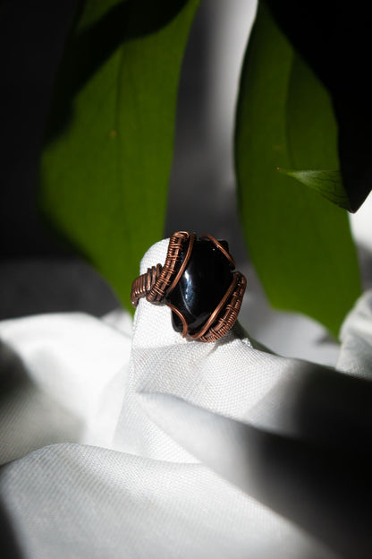 Black Onyx Wire-Wrap Ring