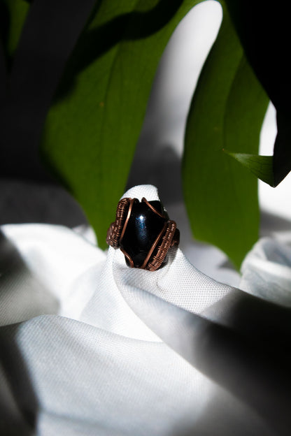 Black Onyx Wire-Wrap Ring