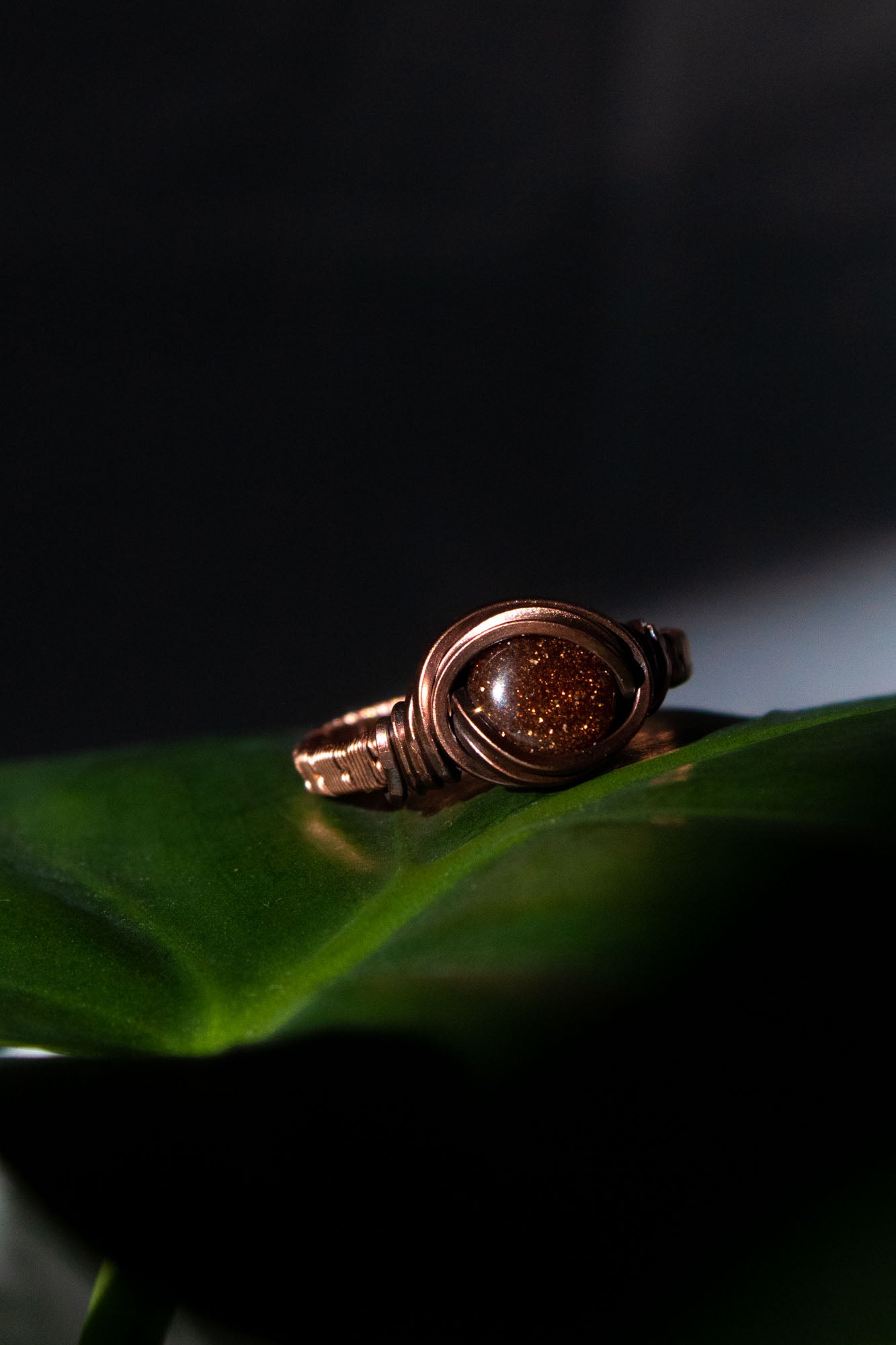 Goldstone Copper Ring