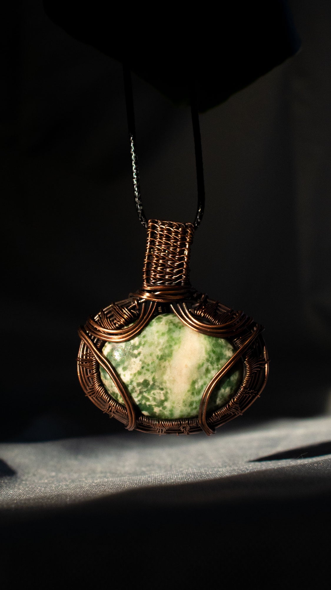 Moss Agate Copper Pendant