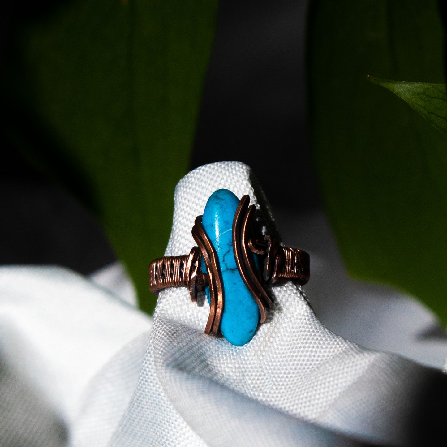 Turquoise Marquise Copper Ring