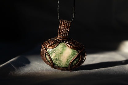 Moss Agate Copper Pendant