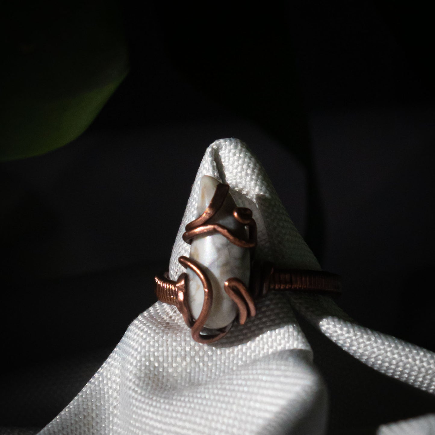 Howlite Stone Copper Ring