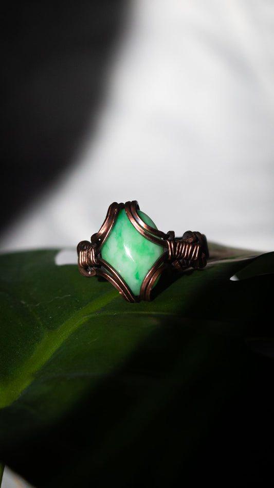 Green Crystal Copper Ring