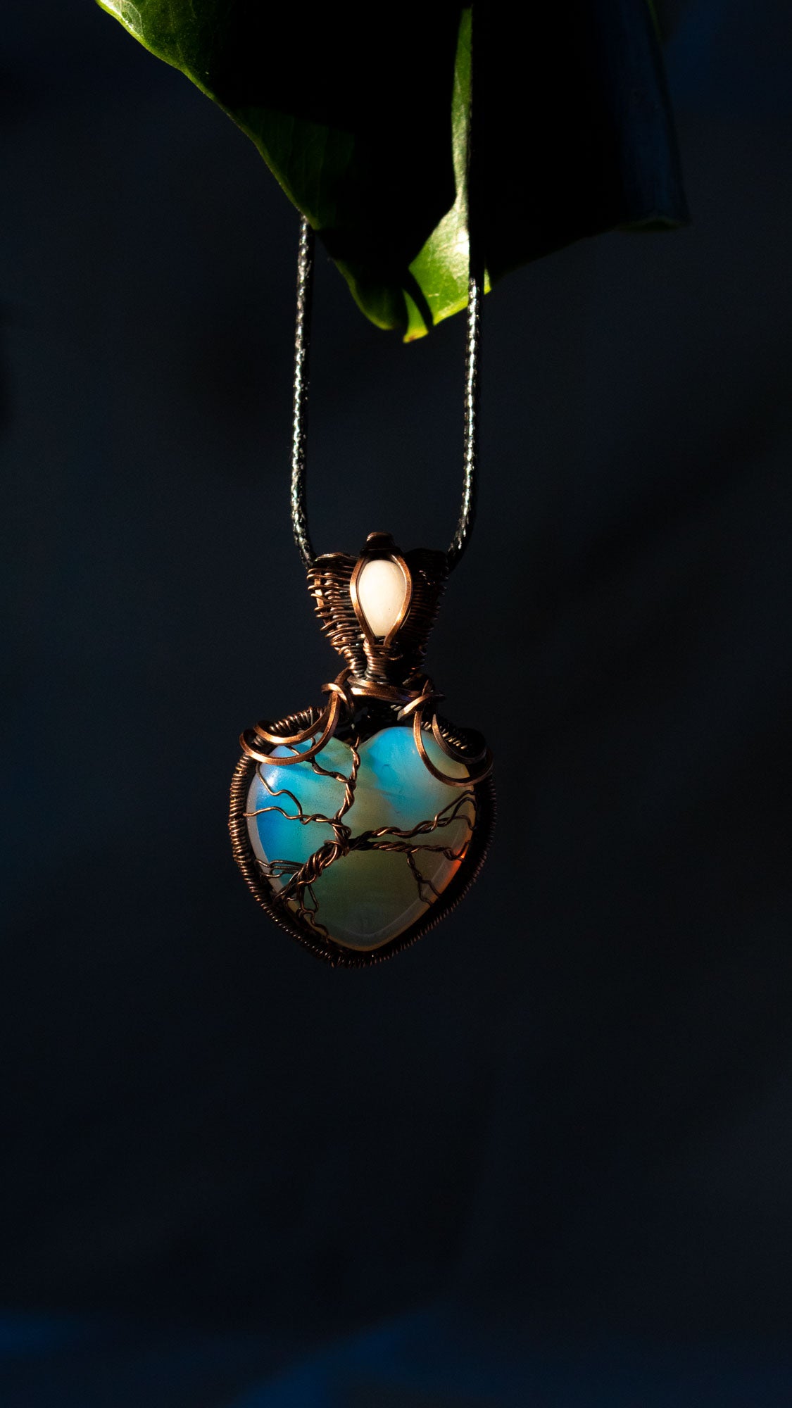 Opalite Heart Copper Pendant