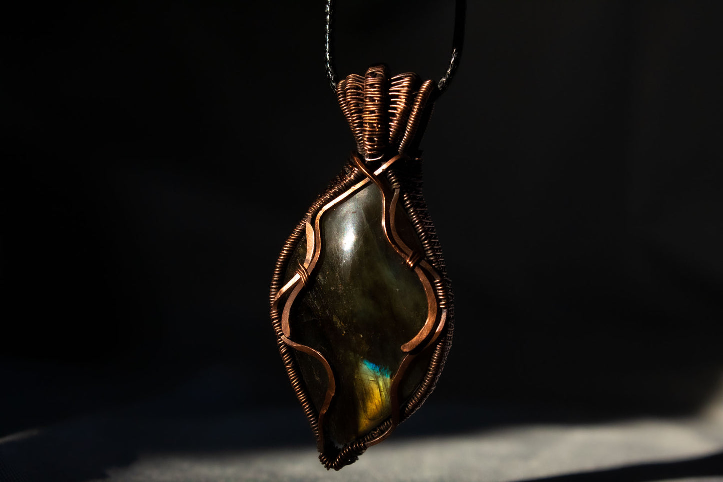 Labradorite Crystal Copper Pendant