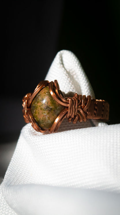 Unakite Copper Ring