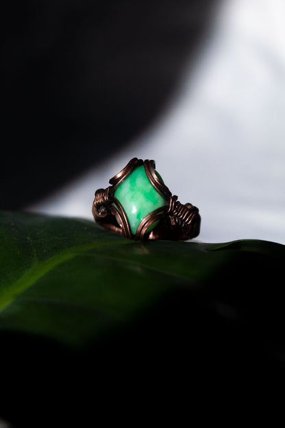 Green Crystal Copper Ring