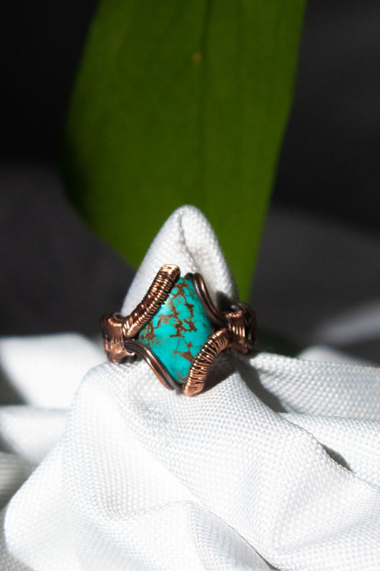 Turquoise Oval Copper Ring