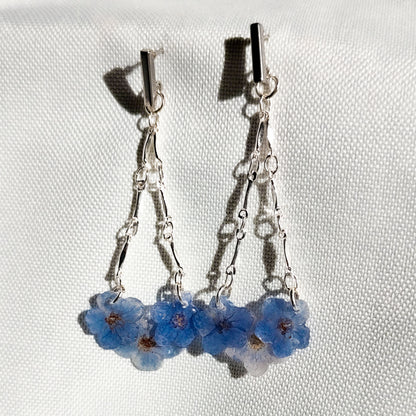 Blue Forget-Me-Not Chain Earrings