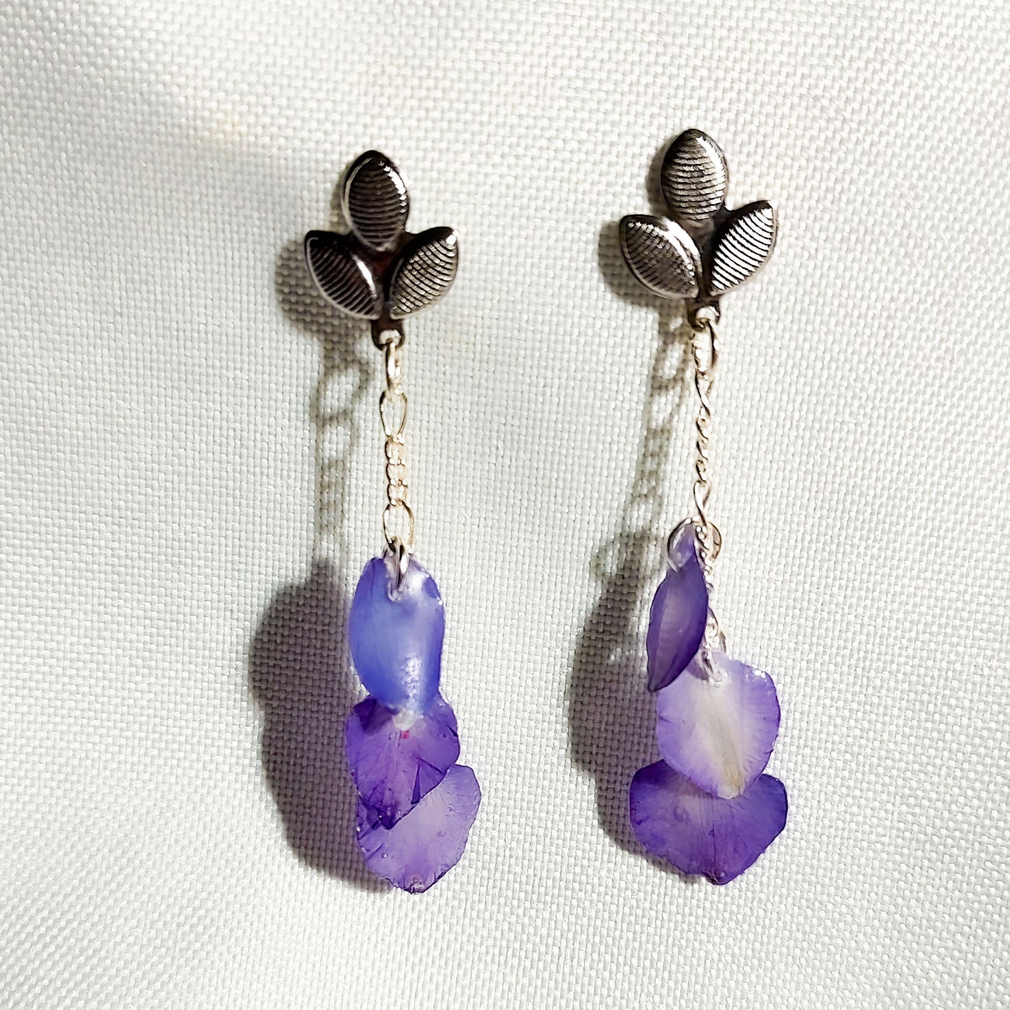 Purple Flower Petal Drop Earrings